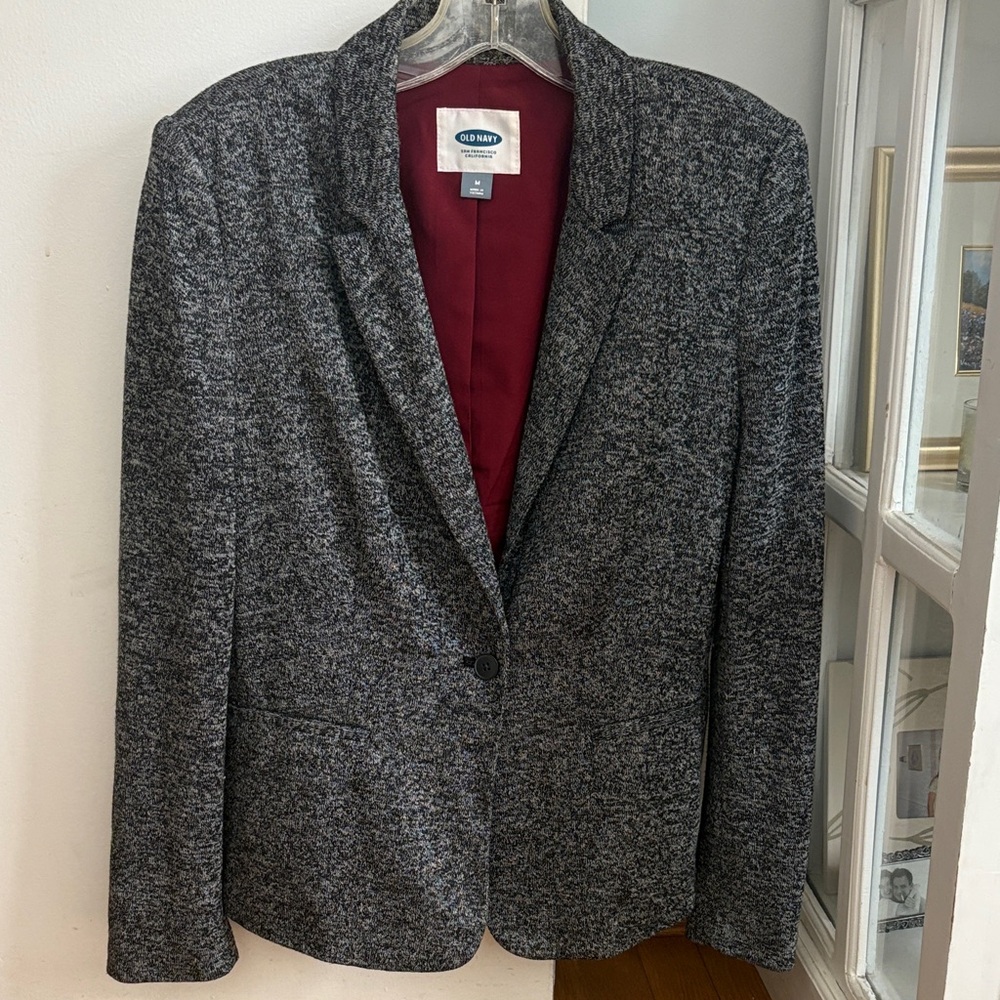 Old Navy Women’s Tweed Blazer with Burgundy Lining Medium